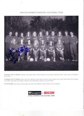 Kristin Klein & Yoko Zetterlund autographed 1994 USA Volleyball Team photo