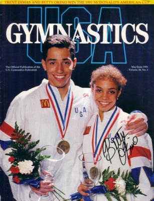 Betty Okino autographed 1991 USA Gymnastics magazine cover
