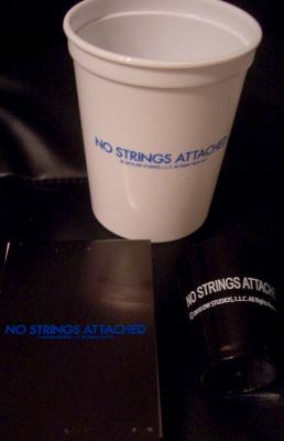 No Strings Attached movie set of three promotional items (cup shot glass note pad)