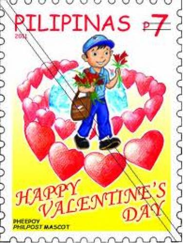 7 pesos; Year: 2011; Special Stamps Valentine's day