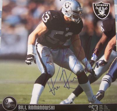 Bill Romanowski autographed Oakland Raiders calendar page