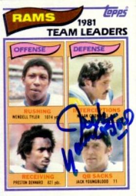 Jack Youngblood autographed Los Angeles Rams 1982 Topps card