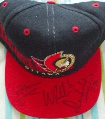 Mike Fisher Karel Rachunek Wade Redden autographed Ottawa Senators cap or hat