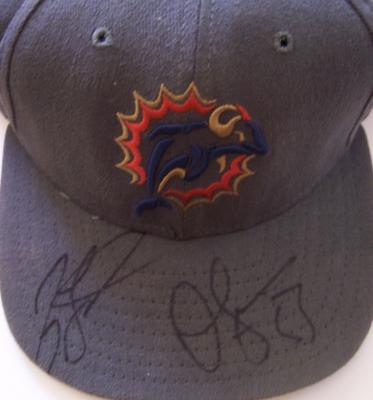 Jason Taylor & Junior Seau autographed Miami Dolphins cap