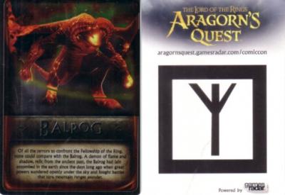 Aragorn's Quest 2010 Comic-Con Balrog Lord of the Rings promo card