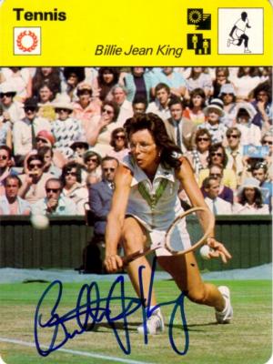 Billie Jean King autographed 1977 Sportscaster Rookie Card