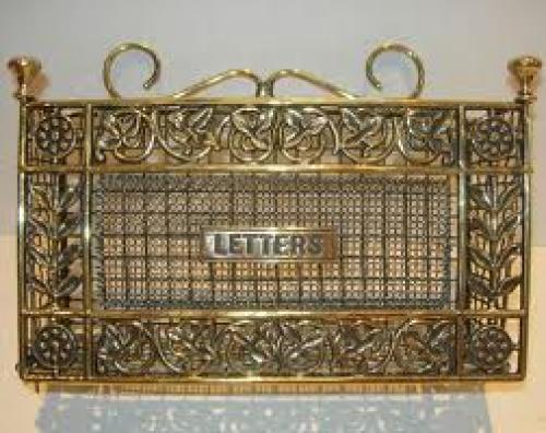  Decorative Antique English Brass Wall Hanging Letter Rack / Holder