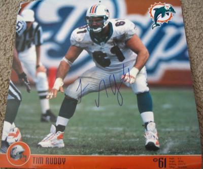 Tim Ruddy autographed Miami Dolphins calendar page