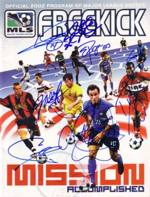 2002 US World Cup Team autographed MLS program Landon Donovan Cobi Jones