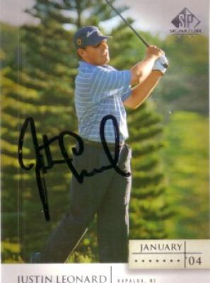Justin Leonard autographed 2004 SP Signature golf card
