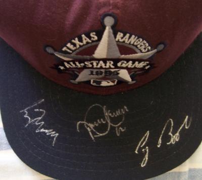 Roberto Alomar Craig Biggio Greg Maddux autographed 1995 All-Star Game cap