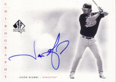 Jason Giambi certified autograph 2001 SP Authentic card