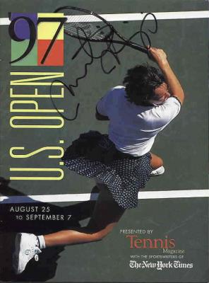 Martina Hingis autographed 1997 U.S. Open tennis magazine (full name signature)