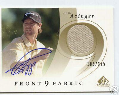 Paul Azinger certified autograph 2002 SP Game Used tournament worn shirt card