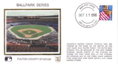 1996 Atlanta Braves Fulton County Stadium Last Game cachet envelope