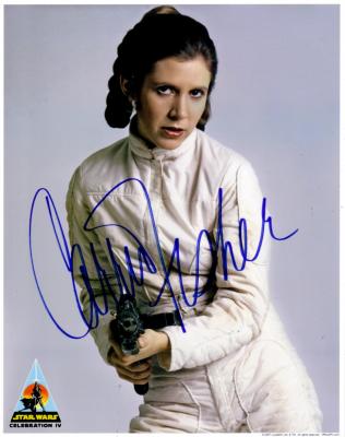 Carrie Fisher autographed 8x10 Star Wars Princess Leia photo with blaster rifle