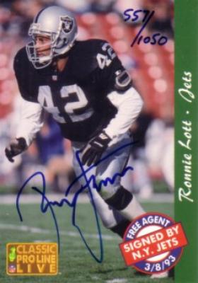 Ronnie Lott certified autograph 1993 Pro Line card